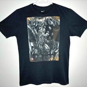 Nike Dri-fit Lebron James Super Hero Comic Graphic T-Shirt Medium Black